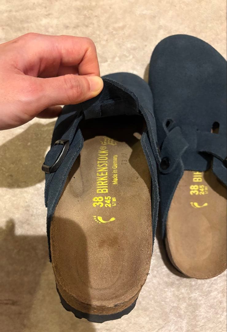 BIRKENSTOCK ボストン 旧ロゴ ネイビー スエード 24.5センチ