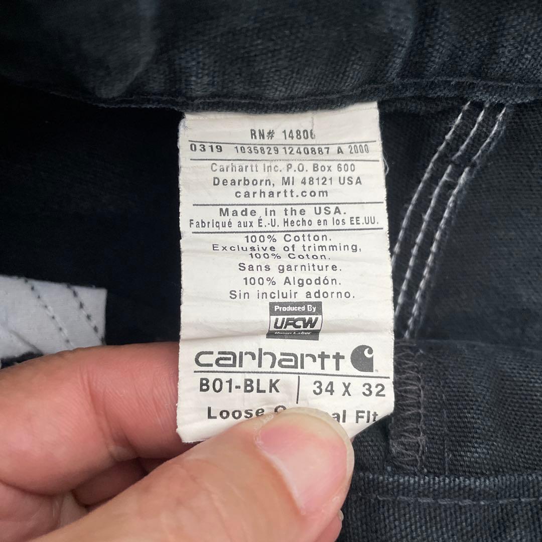 Carhartt B01 BLK ダブルニー USA製 34×32 雰囲気◎