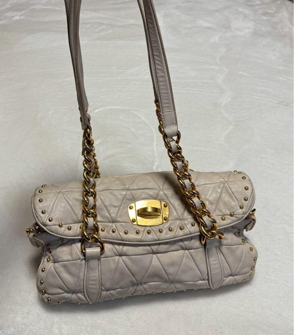 miumiu ミュウミュウ　ハンドバック　ゴールドチェーン　ターンロック　ピンク