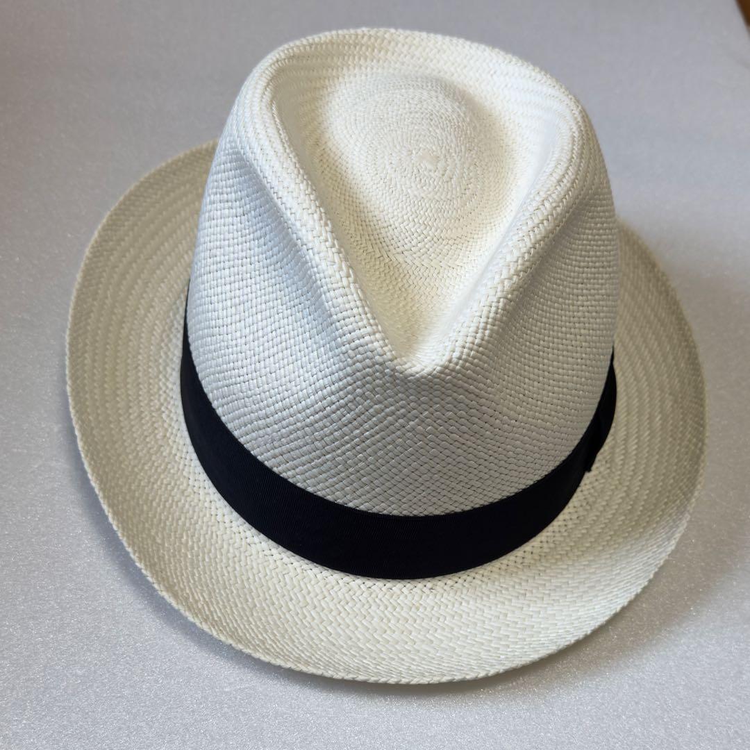 KNOX NEW YORK／パナマハット 59cm オフホワイト×ブラックリボン