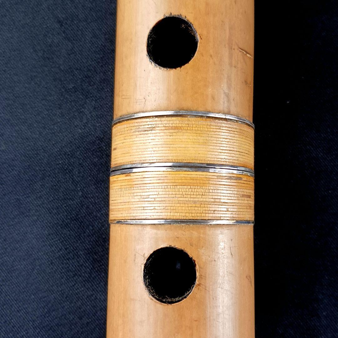 Y3110-7 琴古流 尺八 銀三線 全長49㎝ 竹製