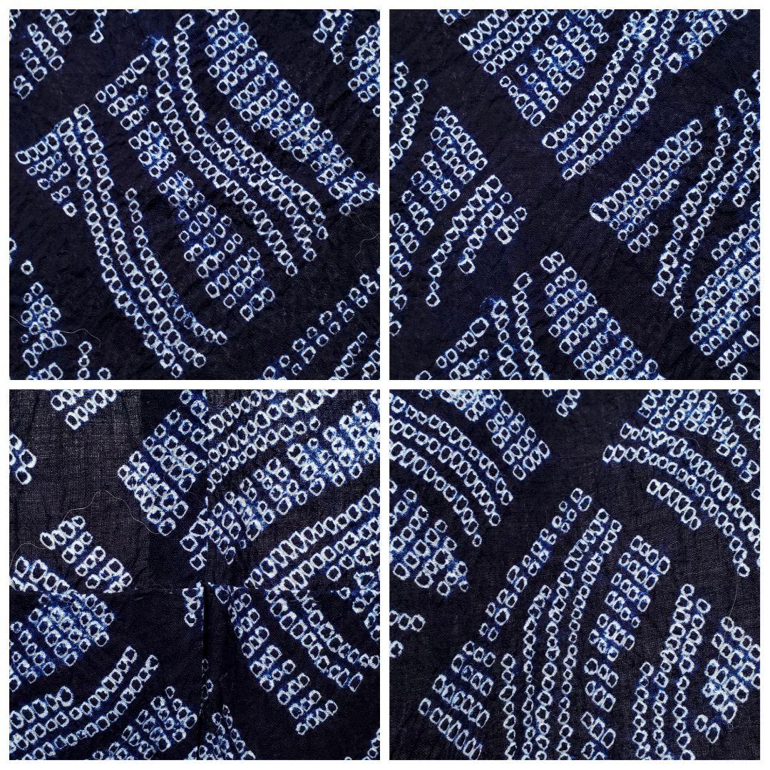 B4 美品 有松鳴海絞り 菱形に波模様 藍染 綿 浴衣 着物 17
