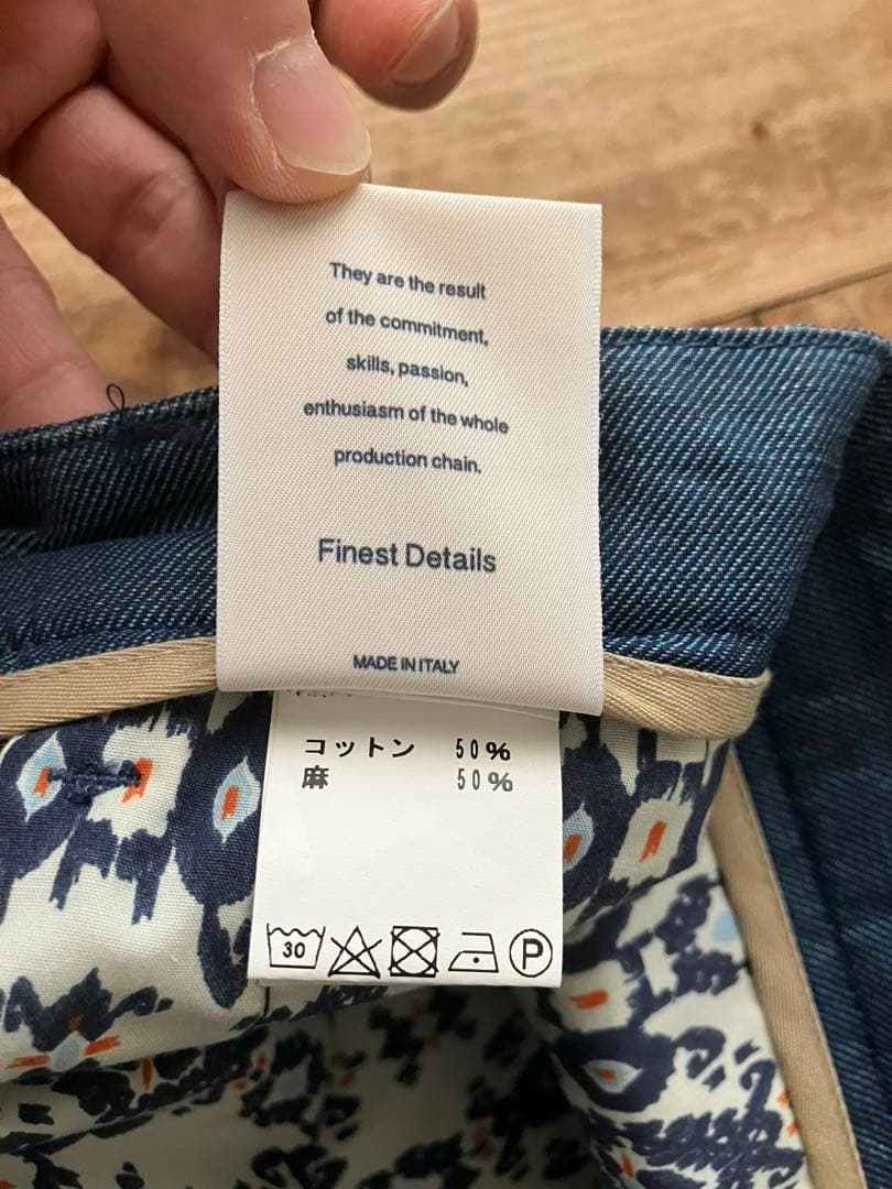 C+ CPLUS シープラス デニムスラックス 30 新品未使用 イタリア製 麻