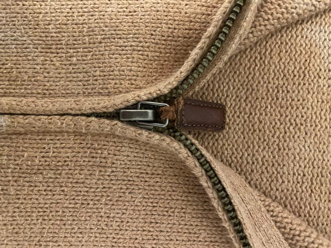 古着　ポロ　ラルフローレン　刺繍ロゴハーフジップ ニットセーター