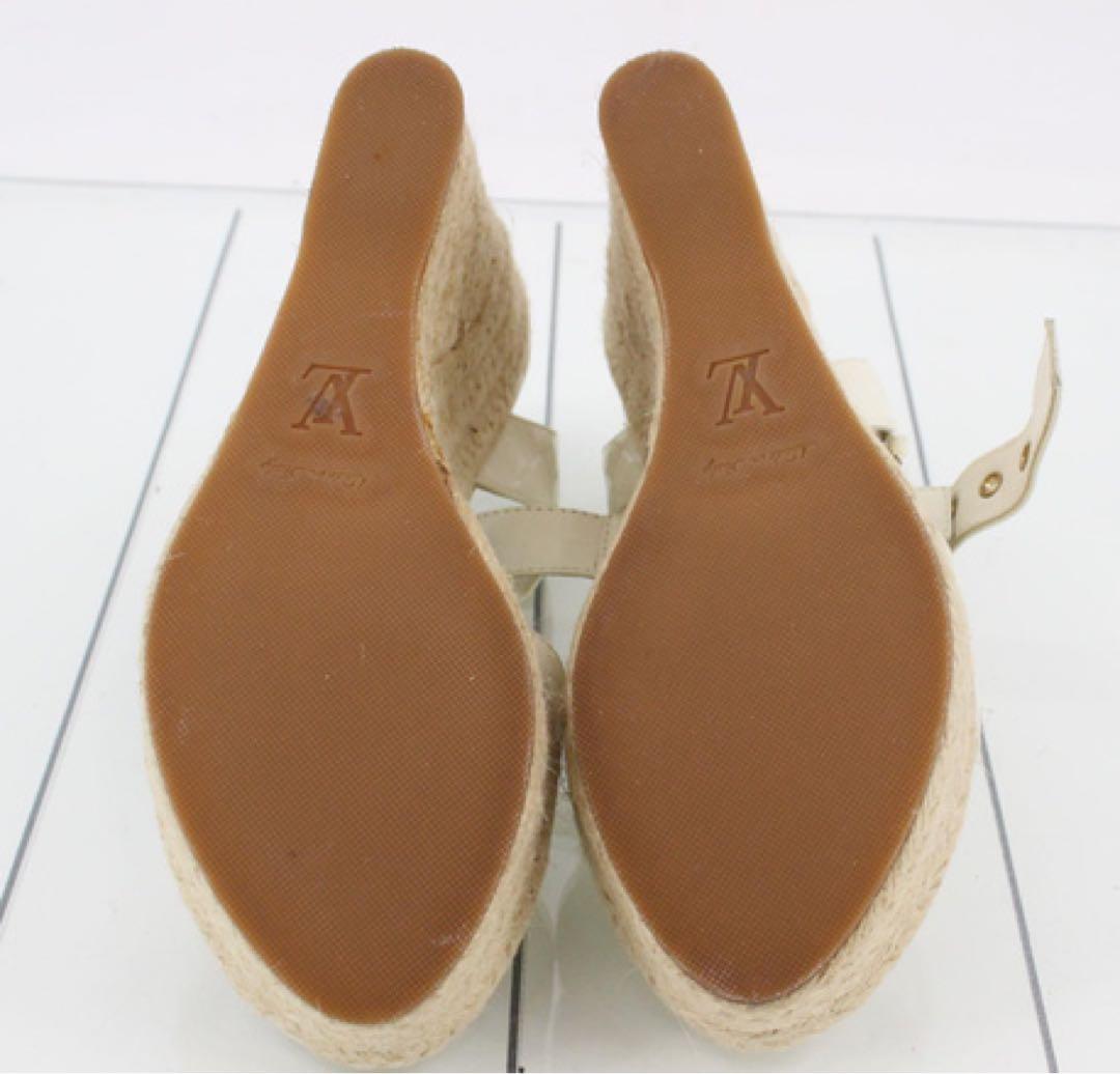 ルイヴィトンLVホワイトウェッジヒールサンダルエスパドリーユ