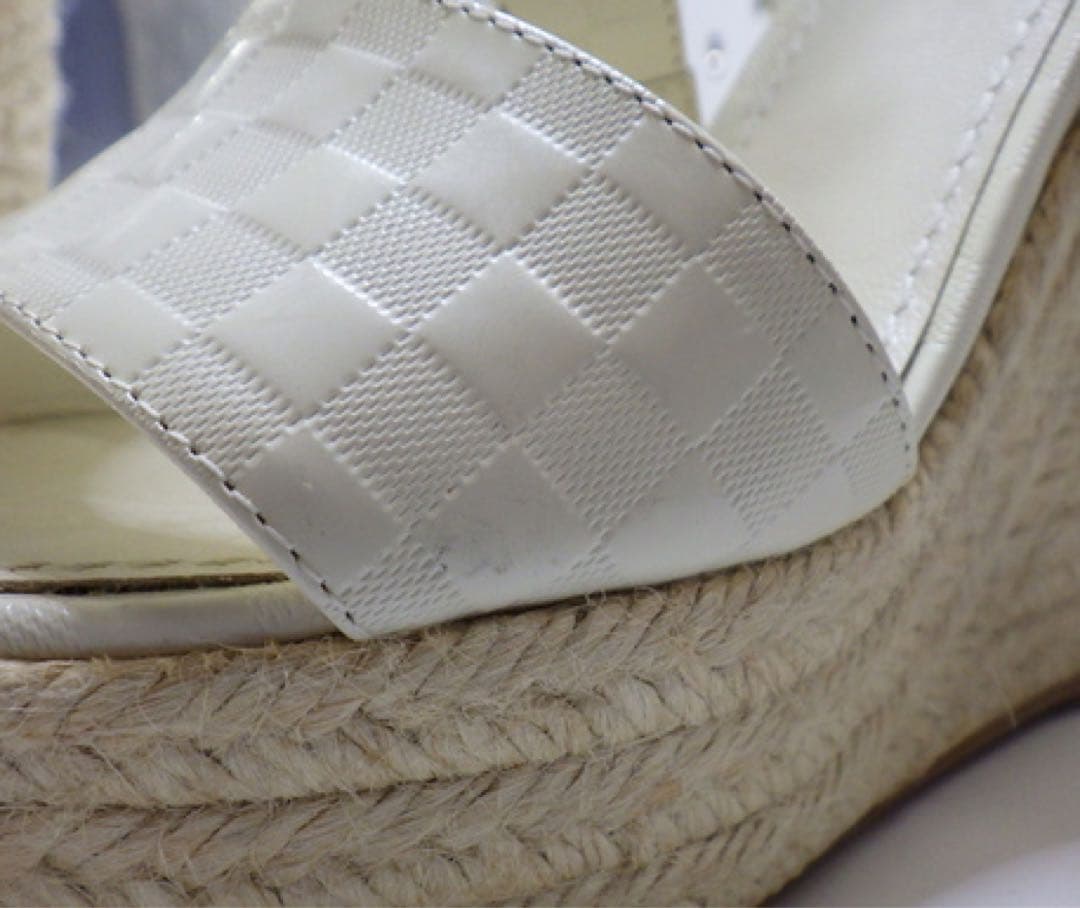 ルイヴィトンLVホワイトウェッジヒールサンダルエスパドリーユ