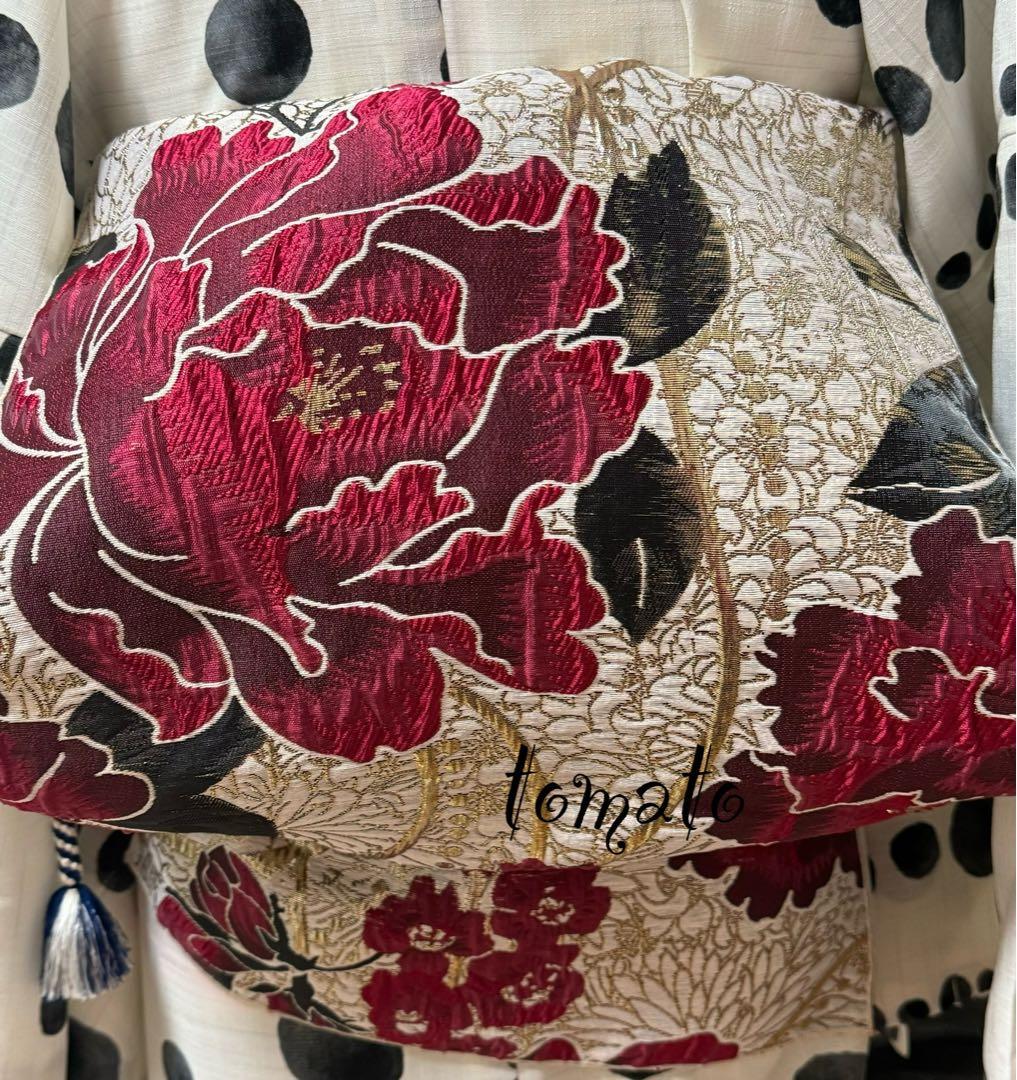 大人兵児帯【シャクヤク紅】【イチョウ】　のセット