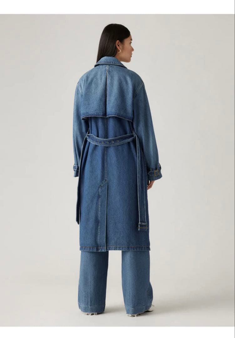デニムトレンチコート ウエストベルト付き