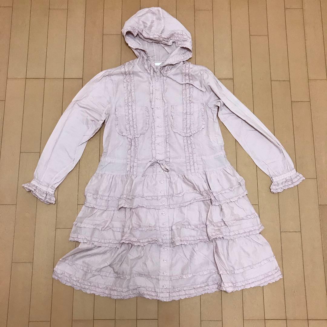 ピンクハウス　ピコフリル　フード付き　チュニックワンピース