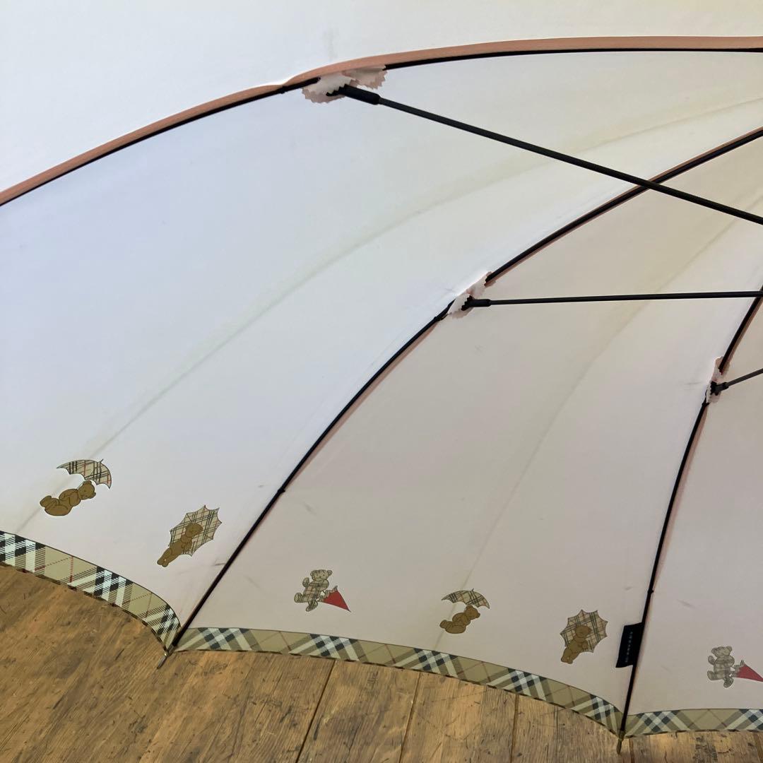 バーバリー チェック柄 クマ ベア 長傘 雨傘 傘 アンブレラ レディース
