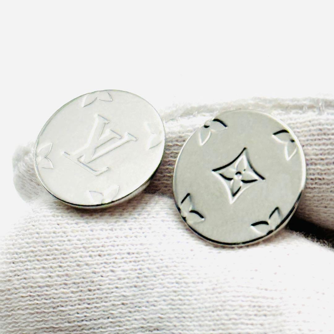 LOUIS VUITTON カフス　M61971 シルバー　ロゴ　　ラウンド