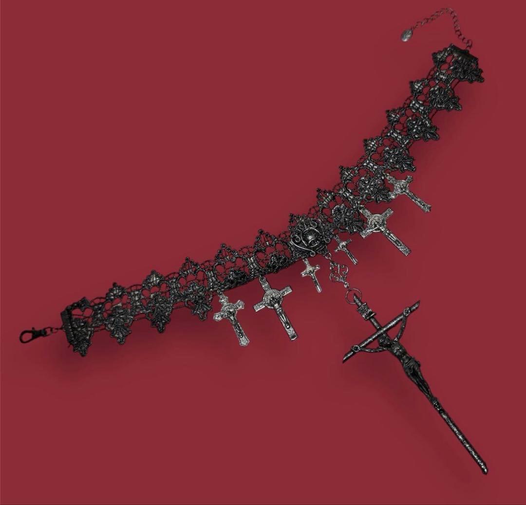 み*う様 1点物★ジャンポールゴルチエ★スカルヘッド7クロスチョーカーネックレス