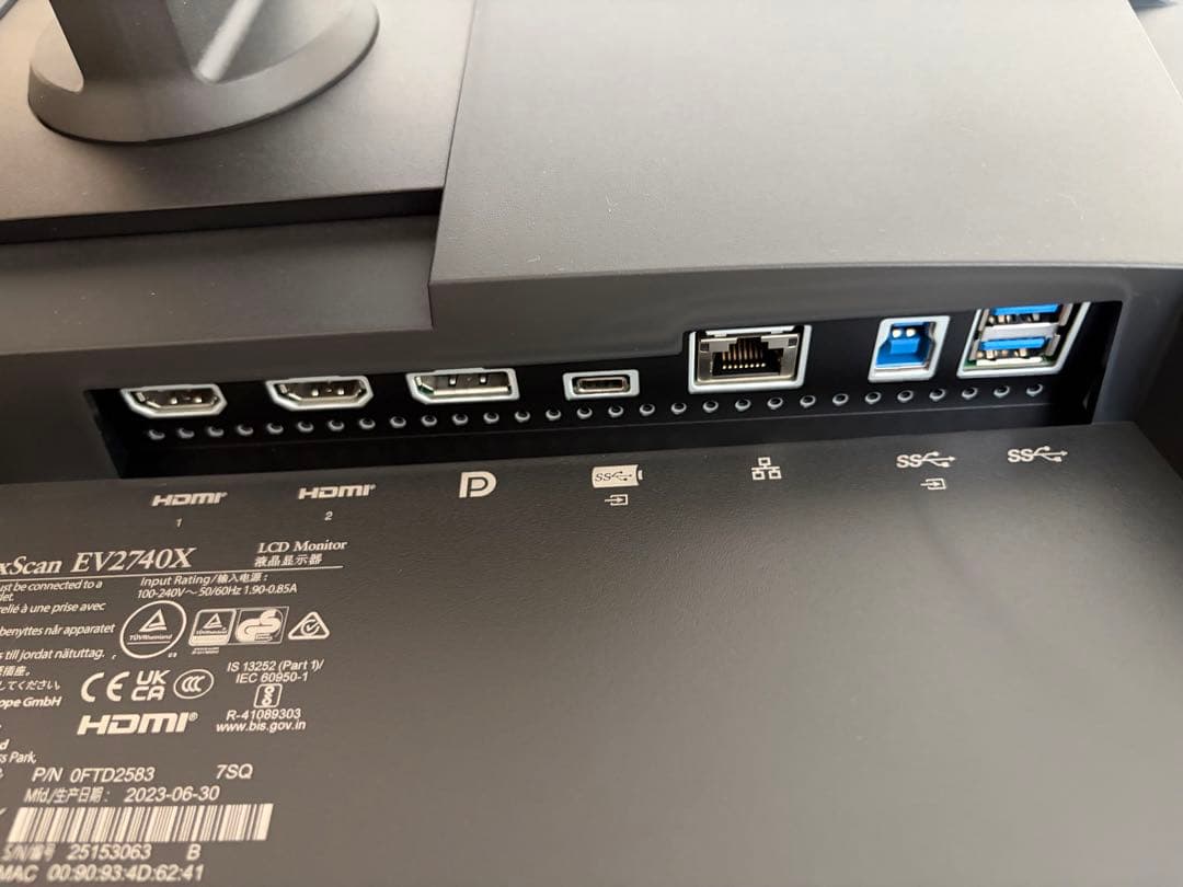 【24年購入】EIZO EV2740X 4K 極美品 使用2830h 元箱付