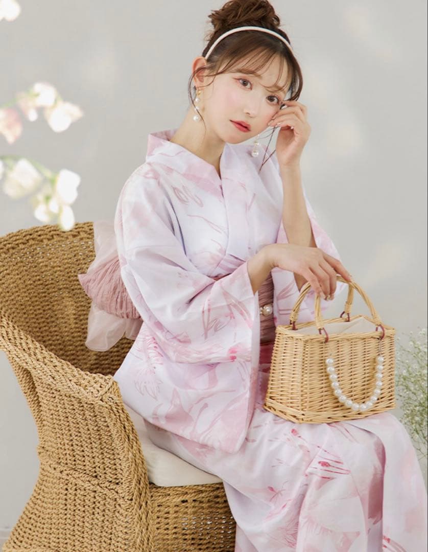 sugar nine ニュアンスピンクフラワー浴衣 浴衣3点セット