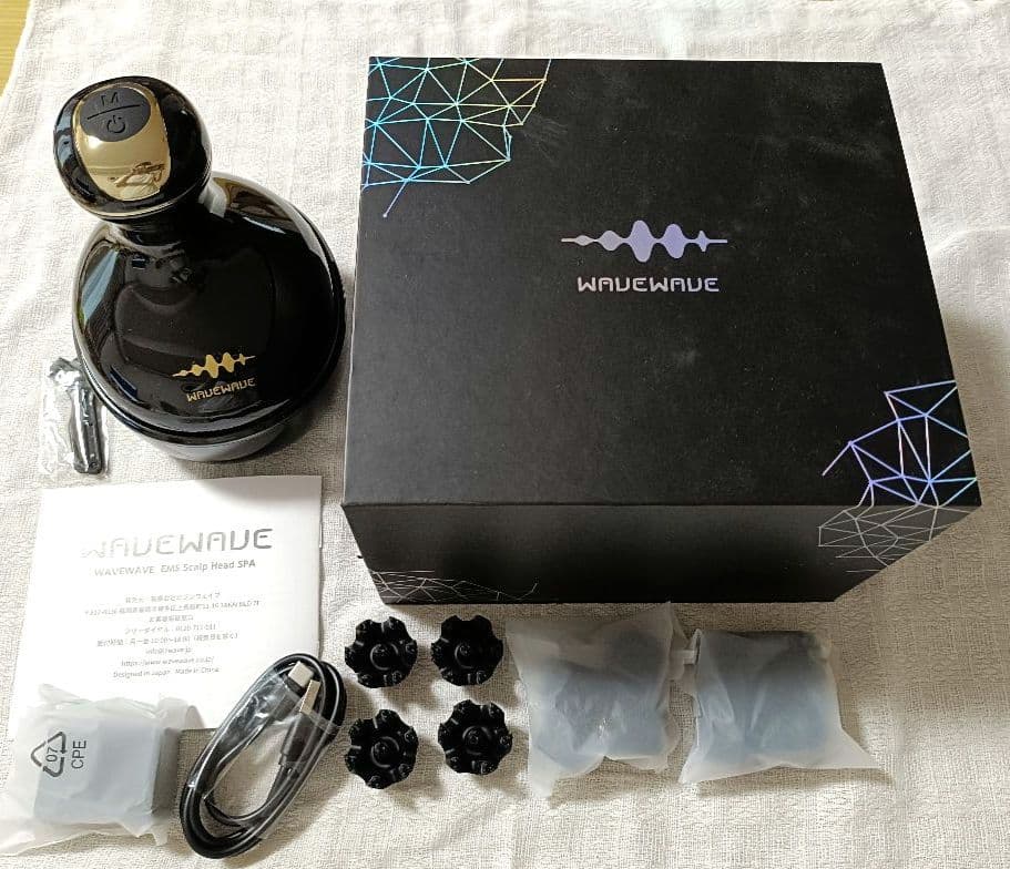 WAVEWAVE 美顔器 　ブラック　スカルプヘッドスパ