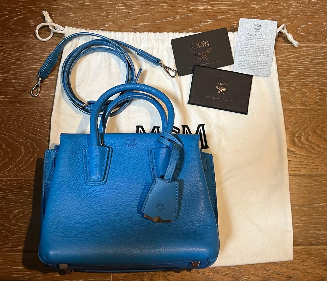 MCM クロスボディバッグ　ブルー牛革