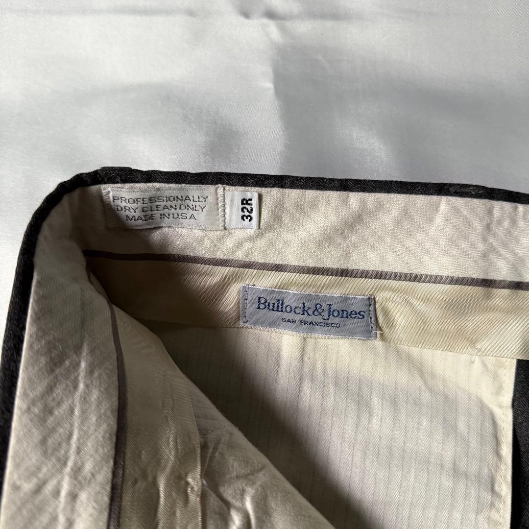 80s vintage USA製 スリータック グレー ウール ワイドスラックス