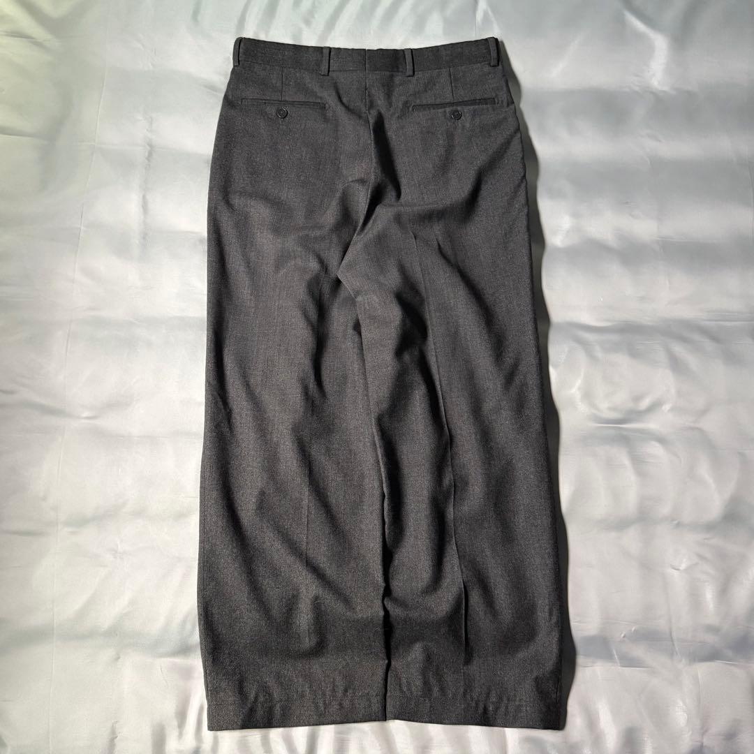 80s vintage USA製 スリータック グレー ウール ワイドスラックス