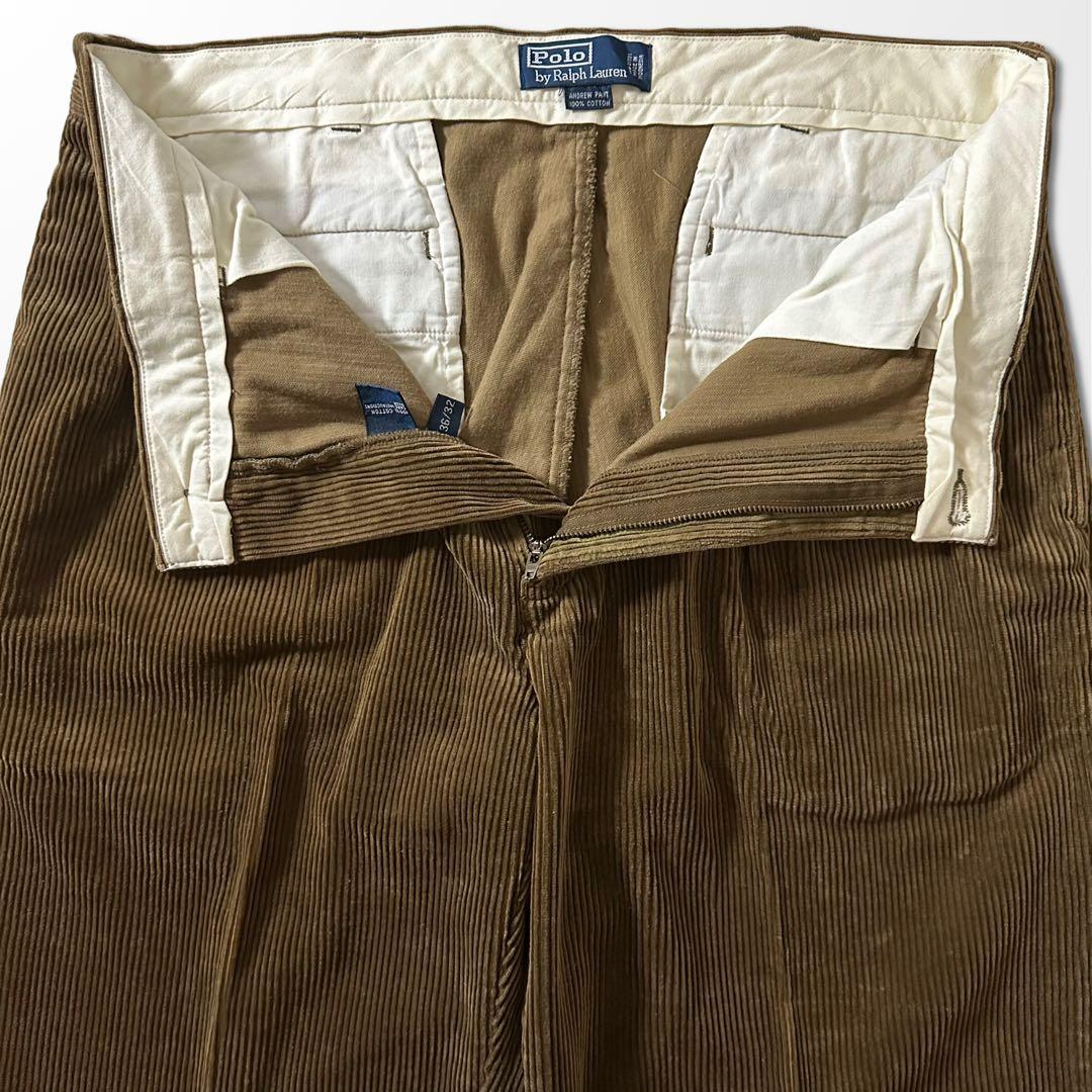 ラルフローレン コーデュロイ ワイド　ブラウン　茶　W36　L32　古着　パンツ