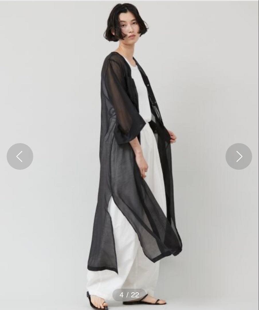 Curensology カレンソロジー　シアーロングシャツ　ブラック