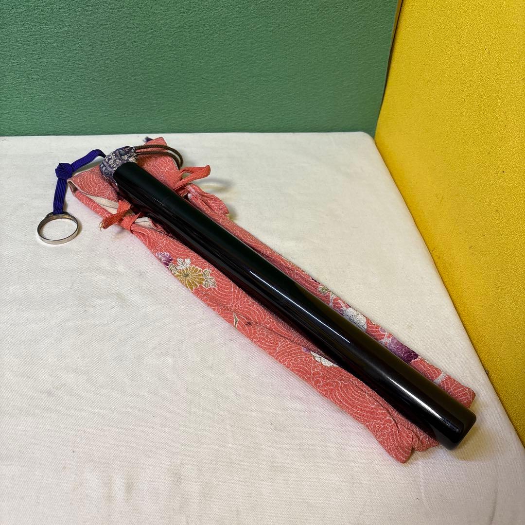 FE 能管 篠笛 黒と赤 鹿の彫刻付 横笛