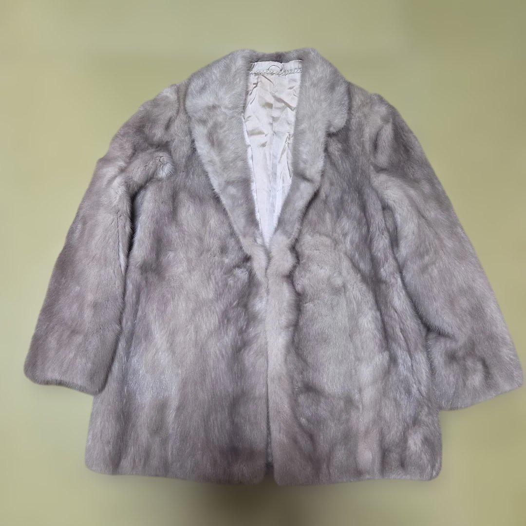 グレージュ ミンク 人気 9号 サファイアミンク リアルファー 高級 コート