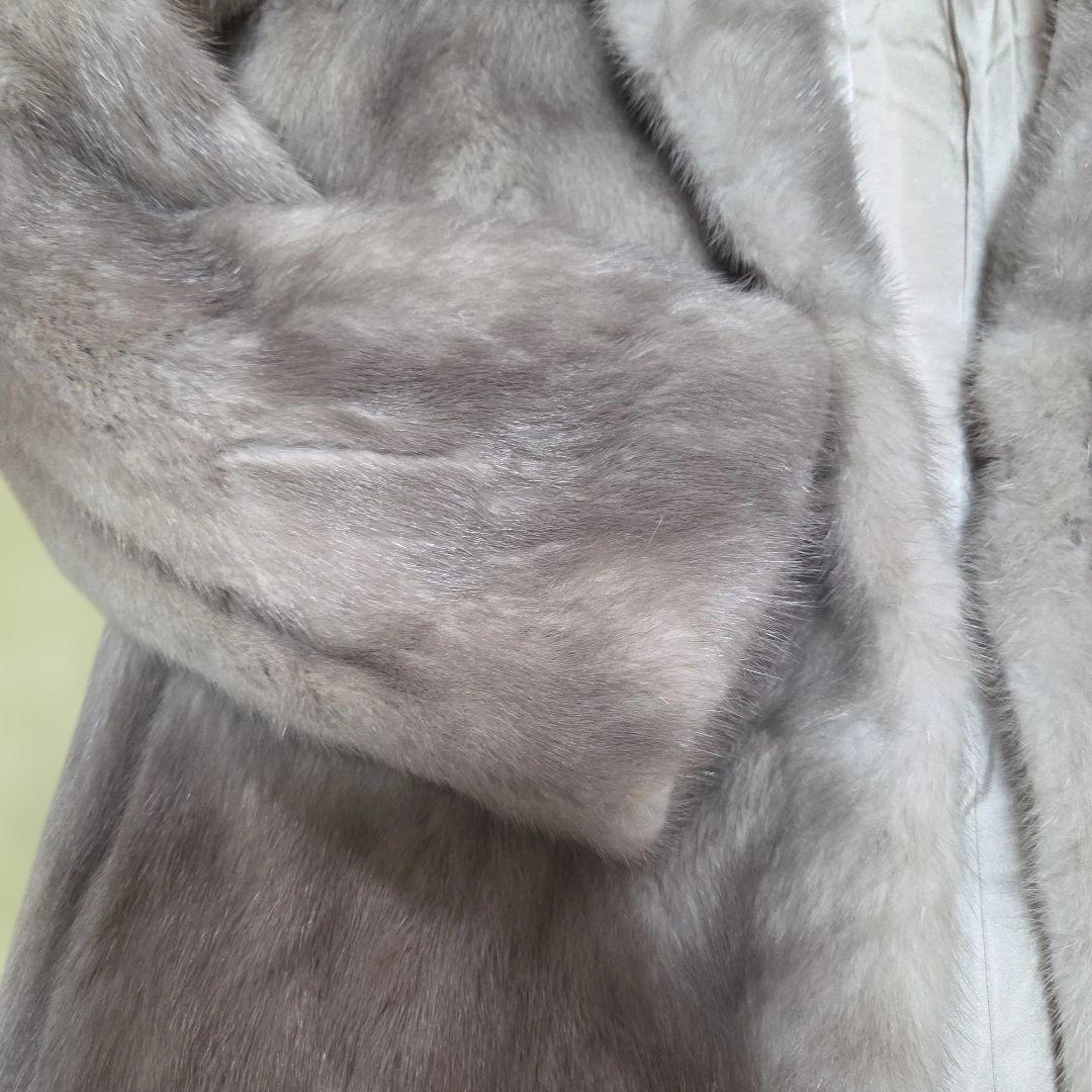 グレージュ ミンク 人気 9号 サファイアミンク リアルファー 高級 コート