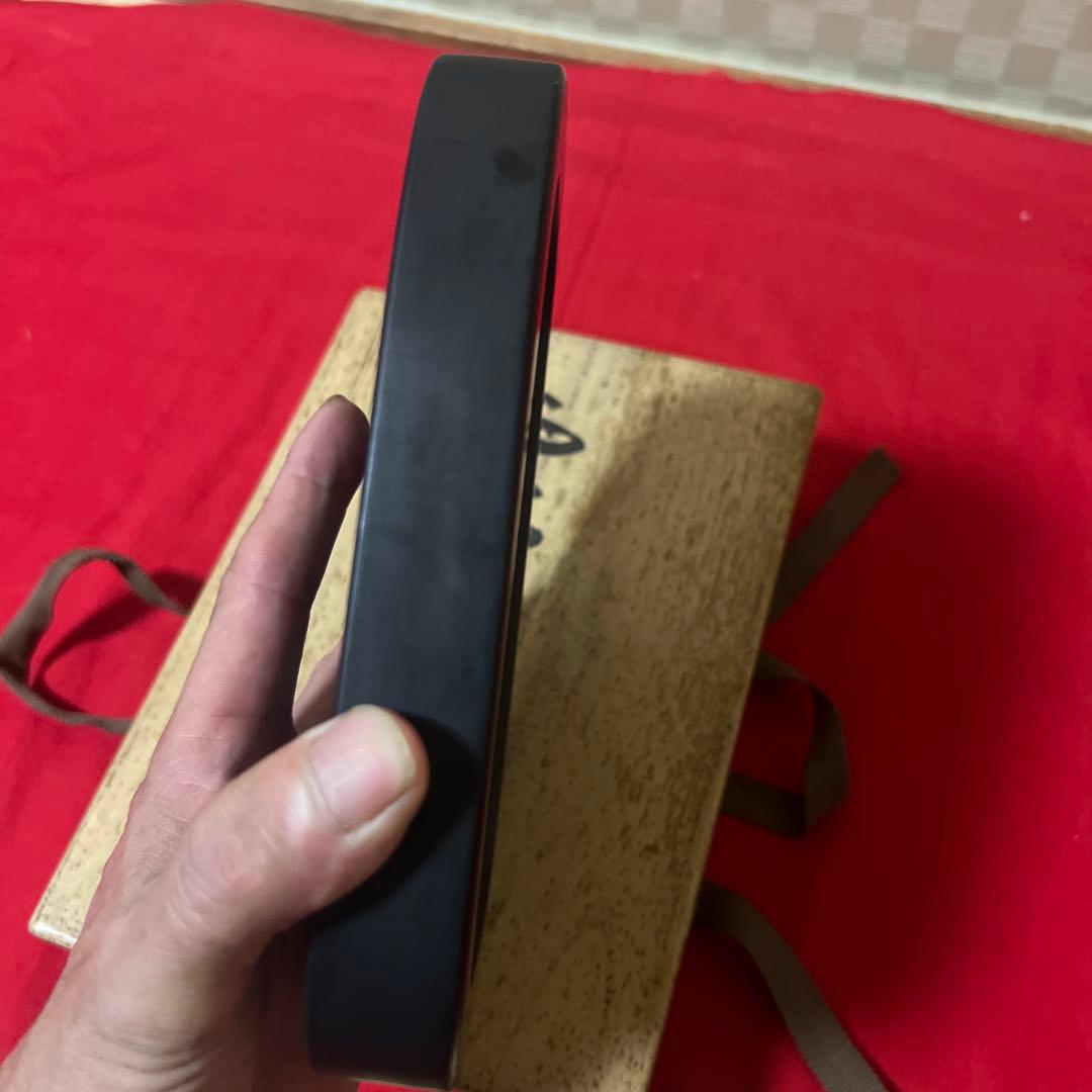 【十一世 雨宮静軒 作】甲斐 雨端硯「雨端有利硯」 蓋付 共箱附・和硯 書道具