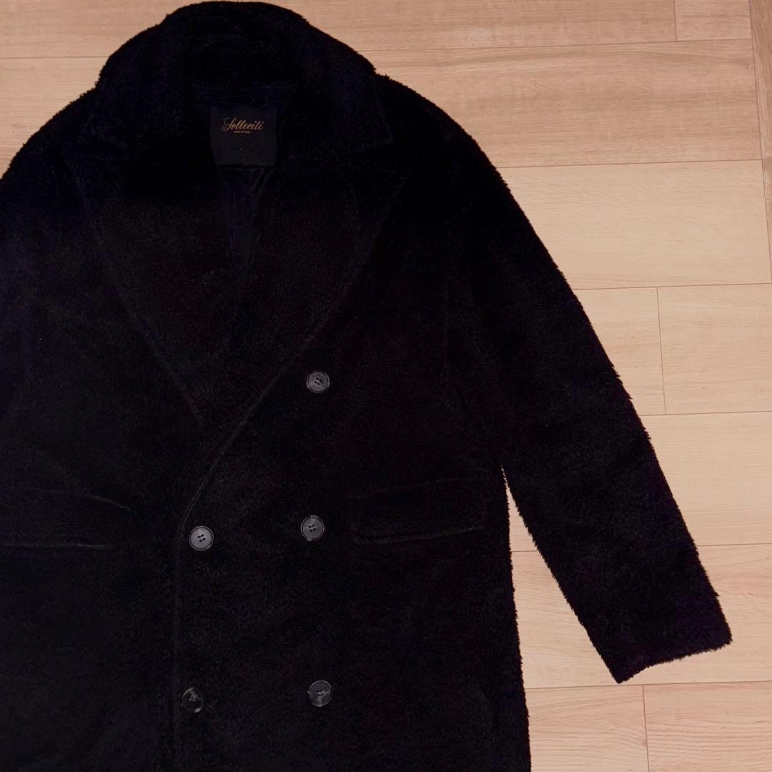 Solleciti価格37万キャメル シルク ボアダブルコート ソレシティ黒