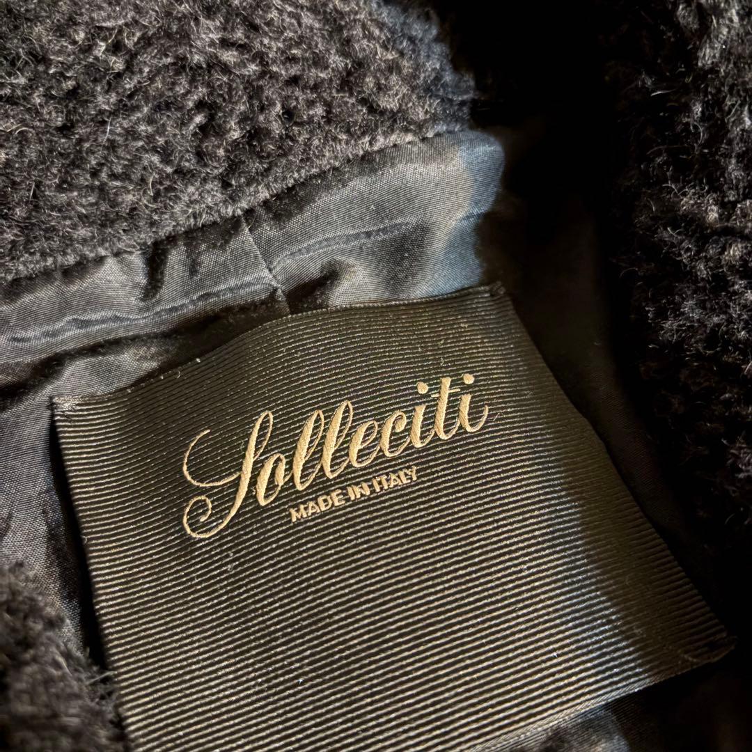 Solleciti価格37万キャメル シルク ボアダブルコート ソレシティ黒