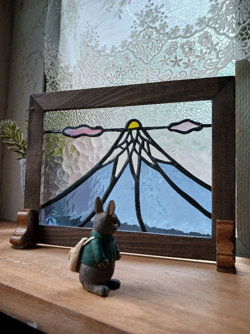 ステンドグラス　ダイヤモンド富士&パール富士