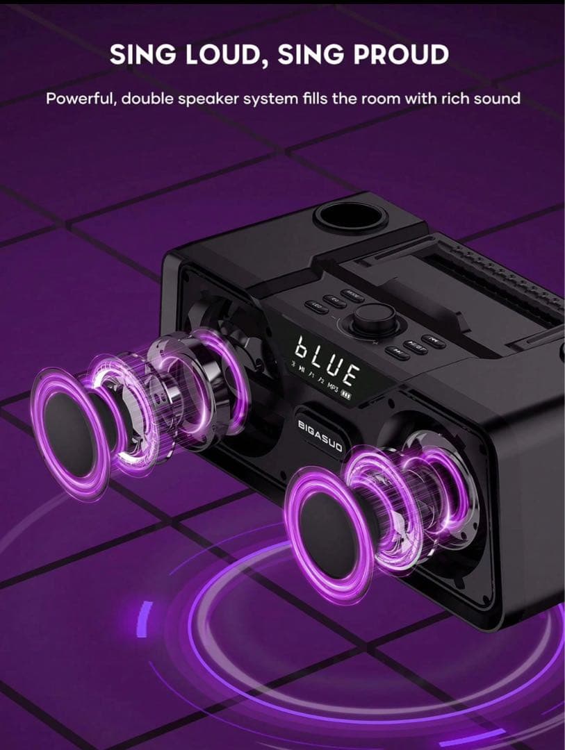 ワイヤレスマイク付きカラオケ機︴スピーカー
