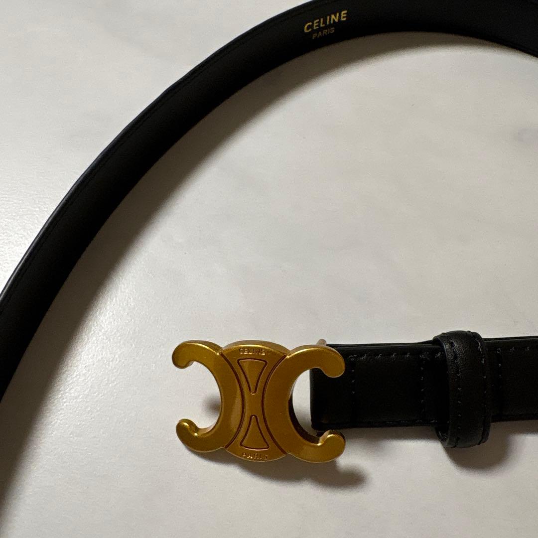 CELINE ブラックレザーベルト