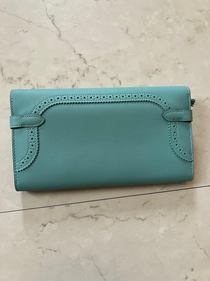 エルメス　Hermes ケリーウォレット　ギリーズ　ブルーアトール