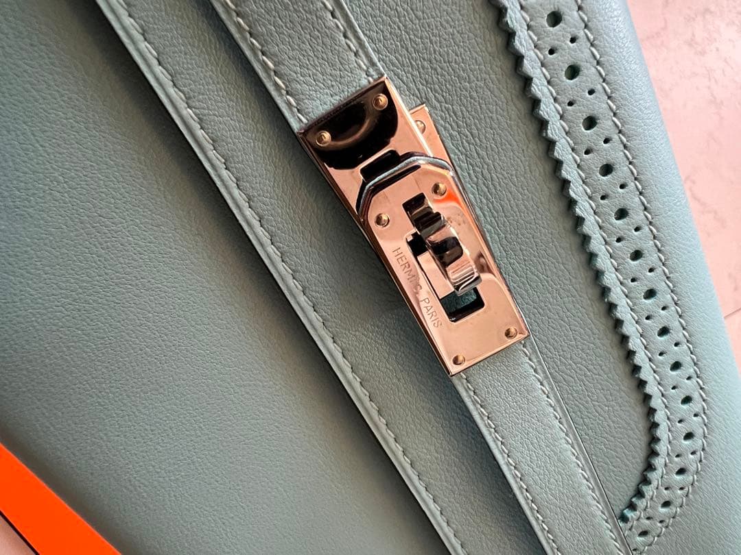 エルメス　Hermes ケリーウォレット　ギリーズ　ブルーアトール