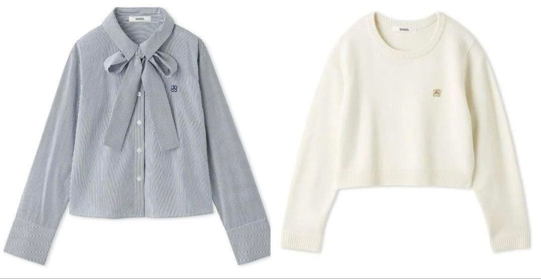 SNIDEL リボンワンポイントロゴシャツ➕ニット