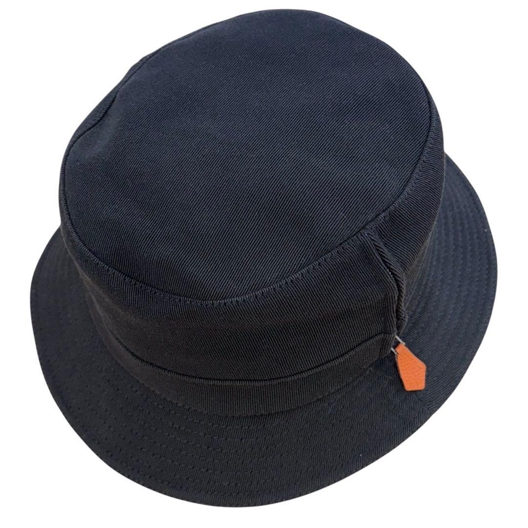 エルメス 極美品 Motsch バケット ハット 帽子 コットン 黒 64㎝