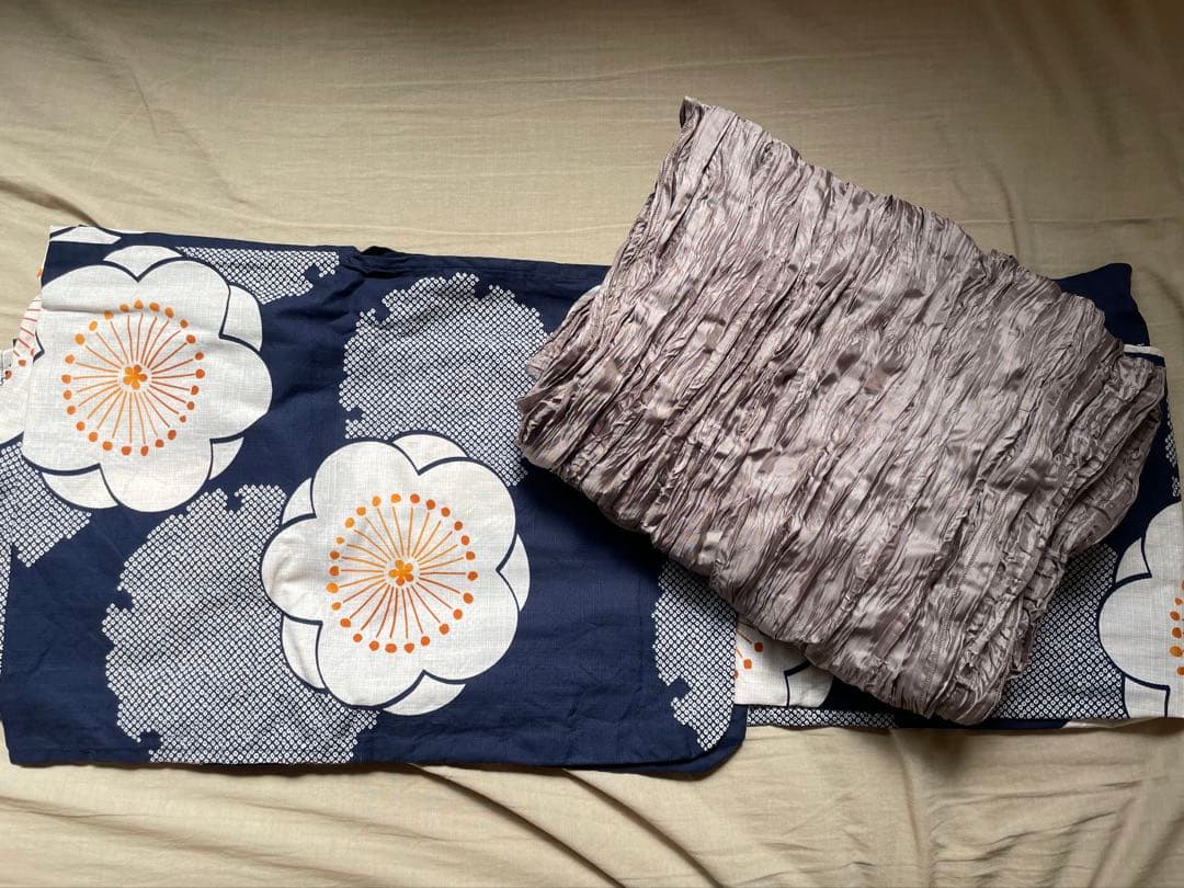 グレース 梅の花 ネイビー 浴衣 セット 女性