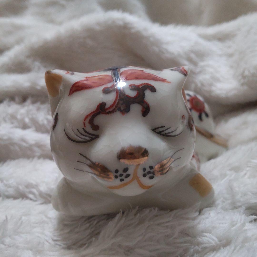最終値下げ　伊万里焼の眠り猫　陶器　置物　美品　レトロ