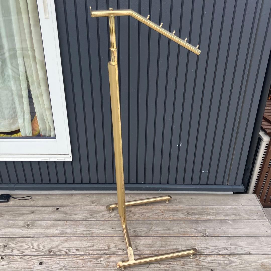 北欧レトロ アイアンフレーム 斜めがけポールハンガー ハンガーラック ゴールド