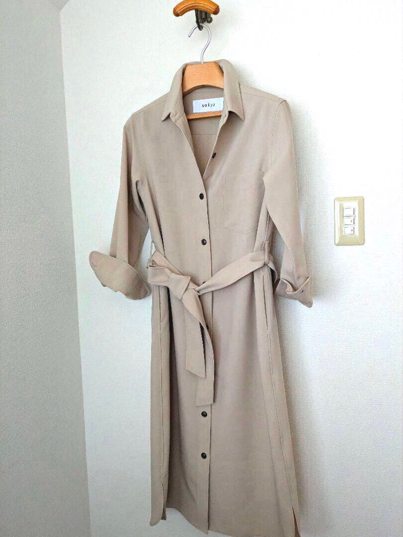 SOEJU ソフトオックスシャツワンピース　XS ベージュ