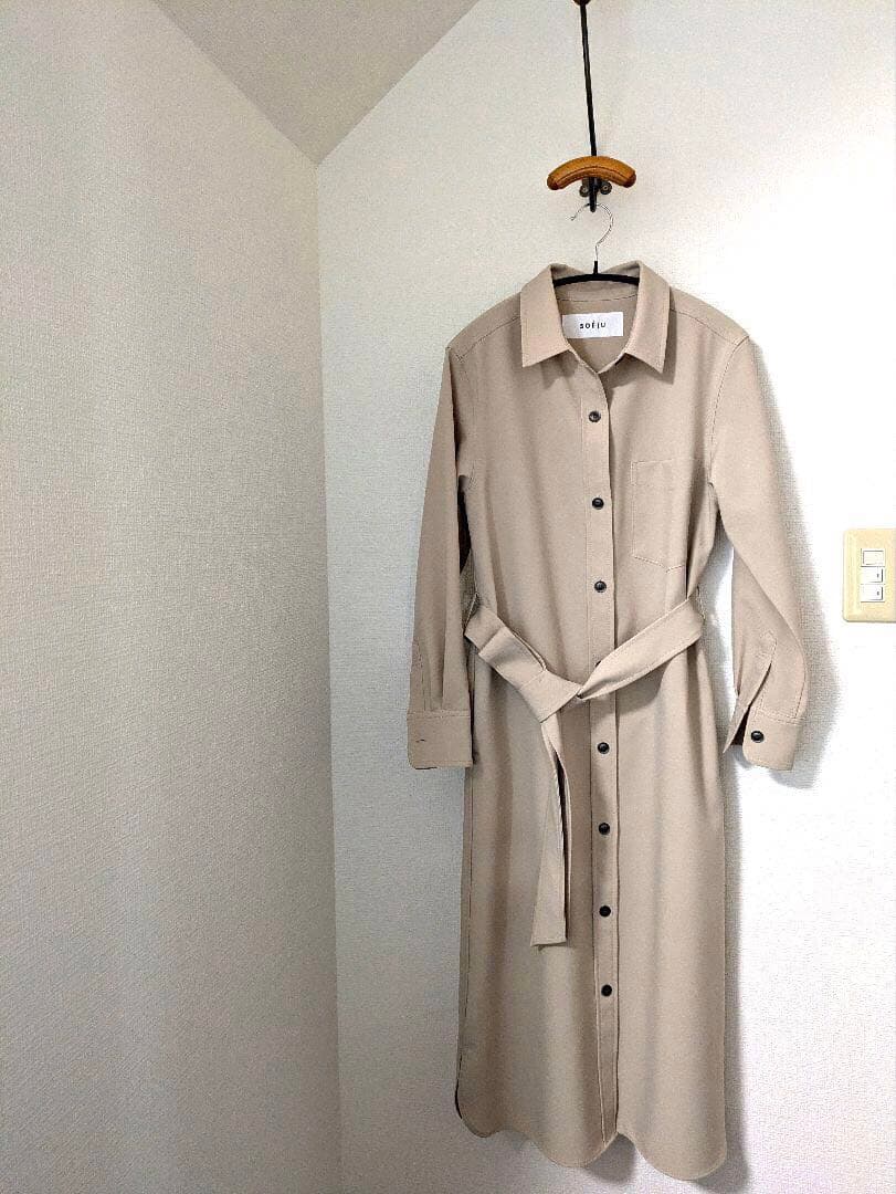 SOEJU ソフトオックスシャツワンピース　XS ベージュ