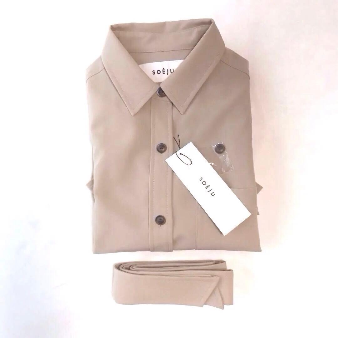 SOEJU ソフトオックスシャツワンピース　XS ベージュ