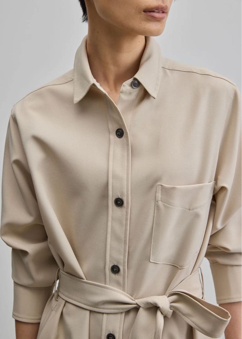 SOEJU ソフトオックスシャツワンピース　XS ベージュ