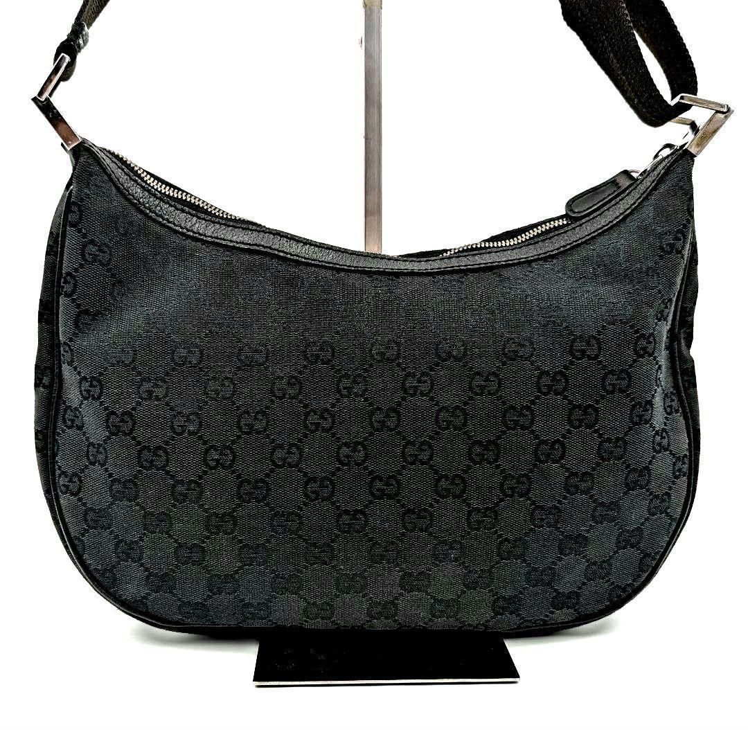 GUCCI グッチ GGキャンバス ショルダーバッグ ホーボー ブラック