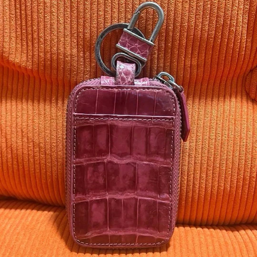 【激レア】三京商会 ピンクレザー クロコダイル型押し キーケース