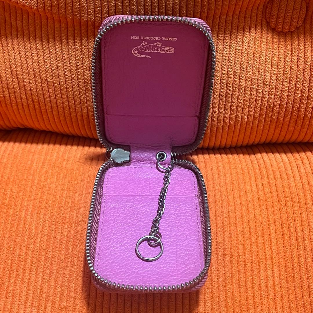 【激レア】三京商会 ピンクレザー クロコダイル型押し キーケース