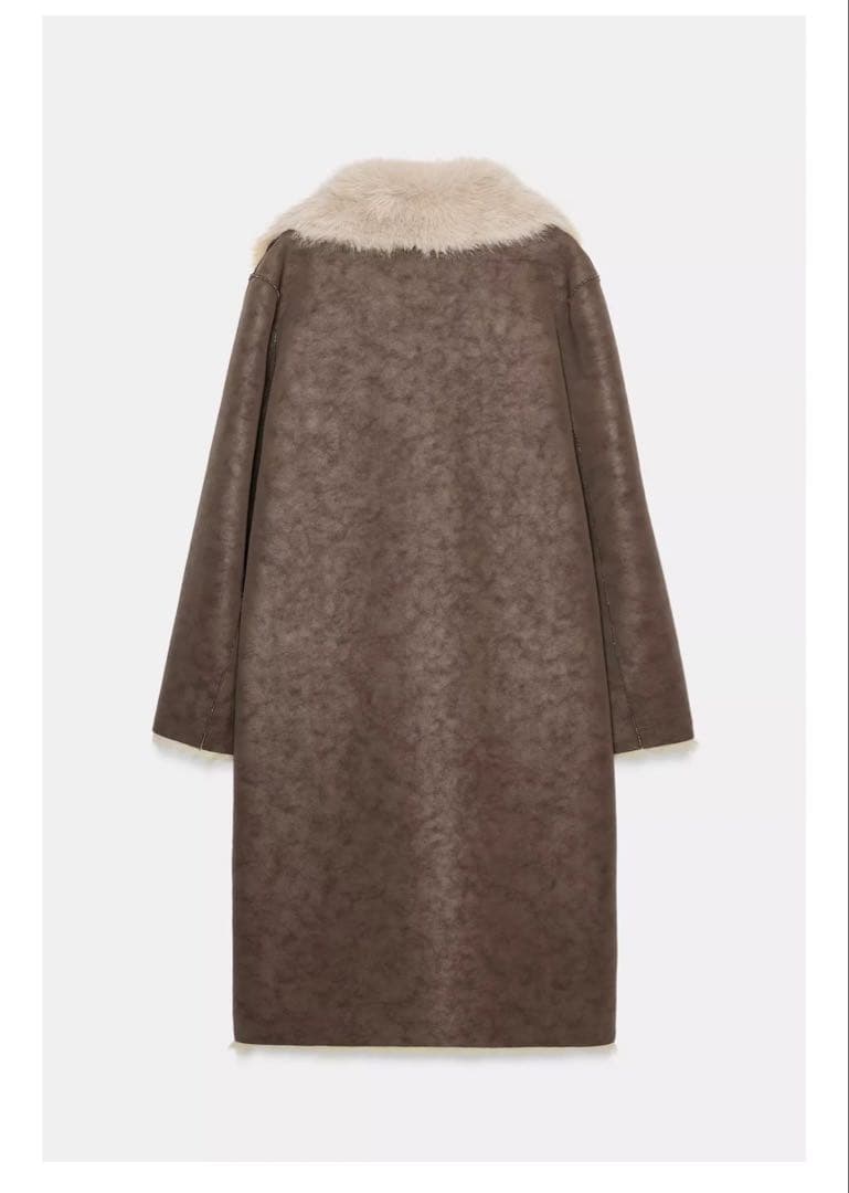 ZARA リバーシブル ダブルフェイスフェイクファーコート　L