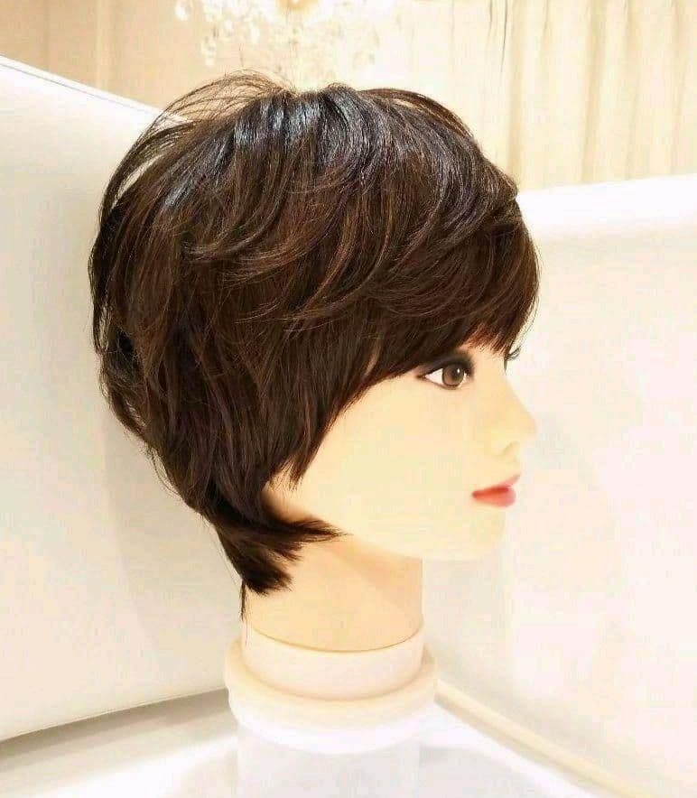 人毛100%総手植え地肌つむじ✨天地真理❣️さら艶髪！ふんわり美人ショート✨