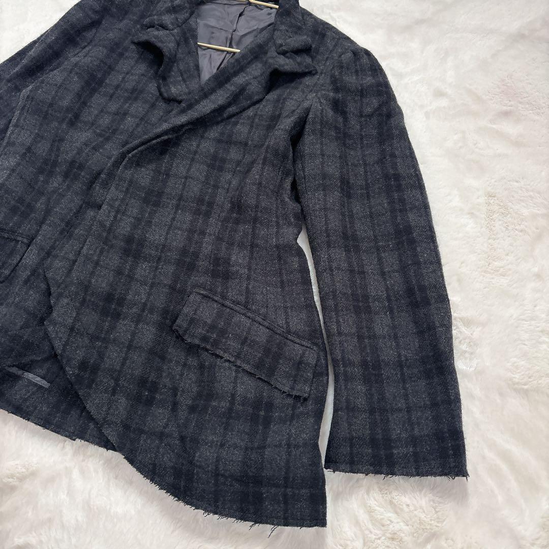 ヨウジヤマモト プリュスノアール ウール ヘム ジャケット サイズ 2 チェック